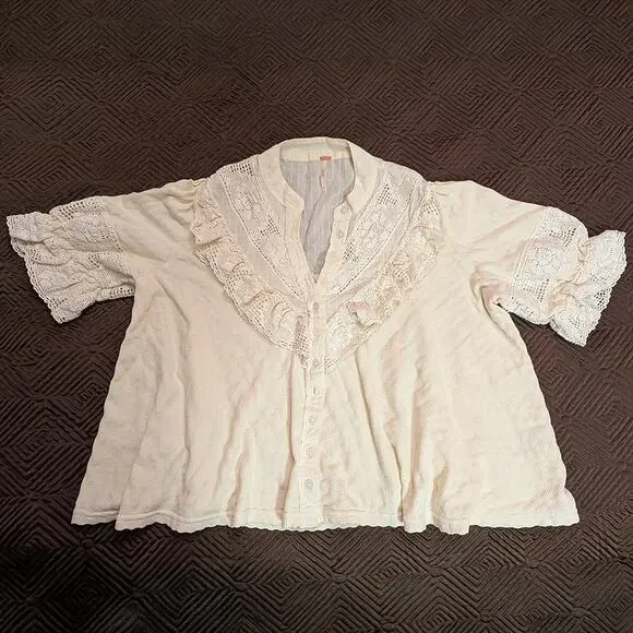 Free People Walk in the Park Top - Cream- S - New - Picture 6 of 11